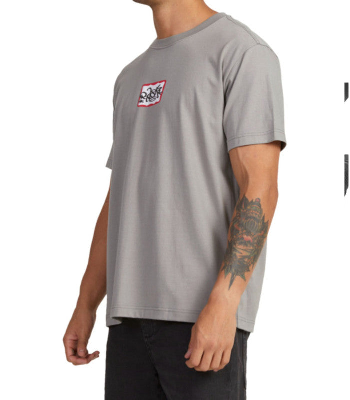 RVCA Dmote Tag Ss Tee Mens Motors Grey