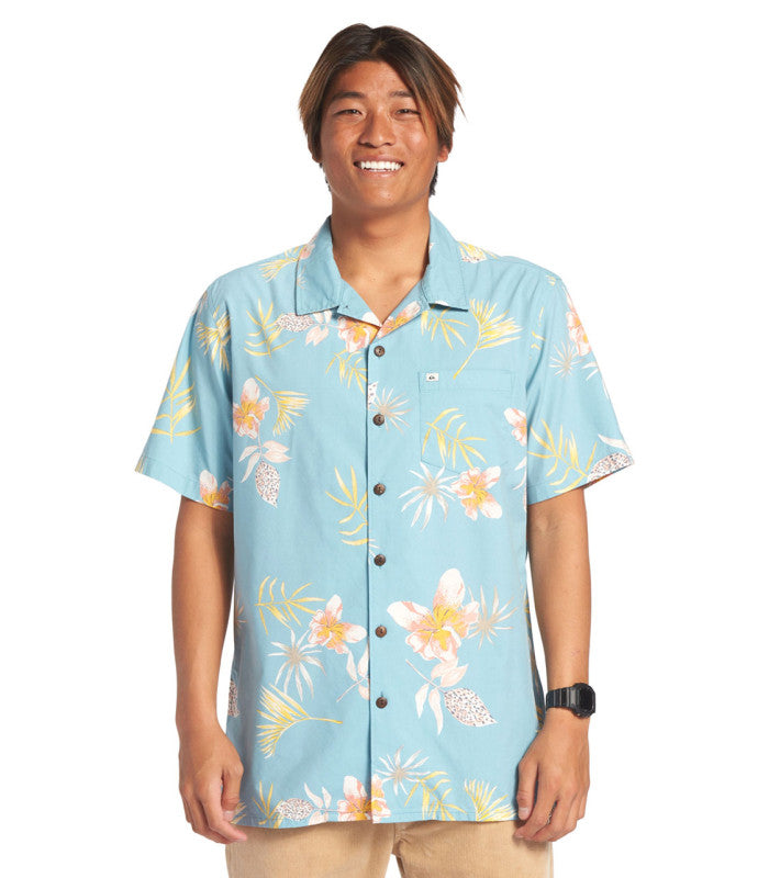 QUIKSILVER Tropical Floral Ss Mens Blue