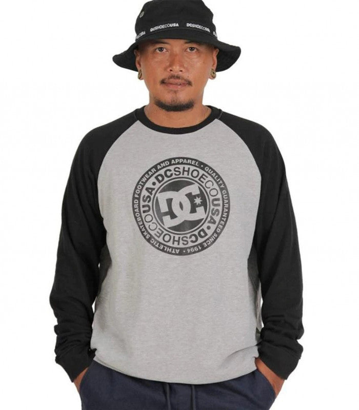 DC Circle Star Crew Raglan Mens Grey