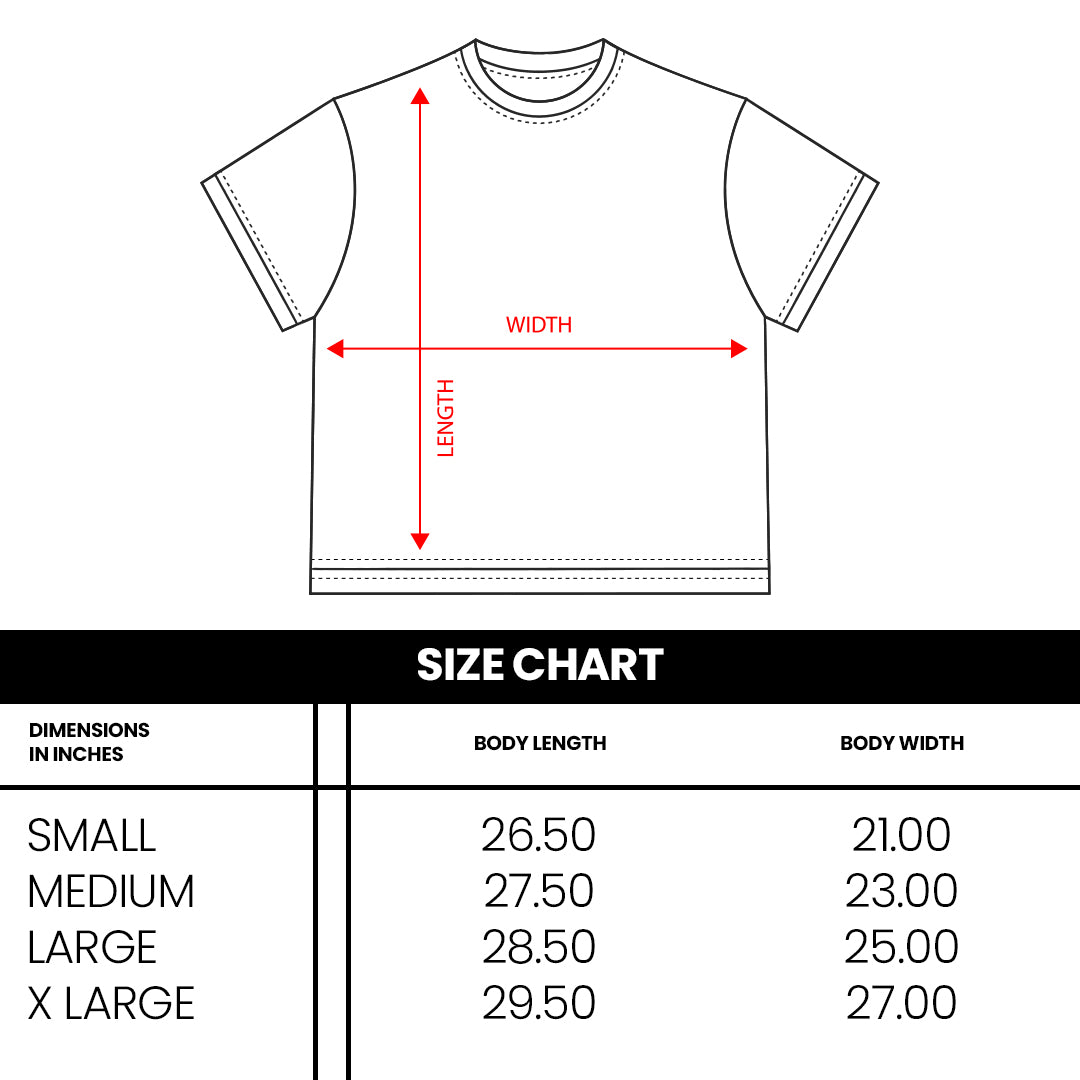 Distort Tee Size Chart